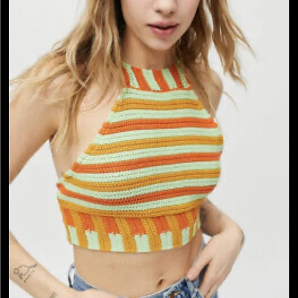 NWT UO Seraphina Striped High Neck Knit Top - Medium - Picture 3 of 13